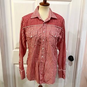 Vintage Western Red Checkered Shirt M